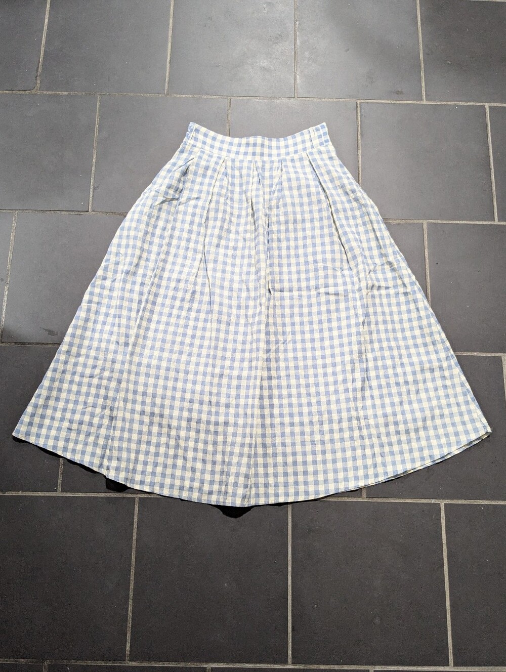 Blue and White Gingham A-Line Skirt